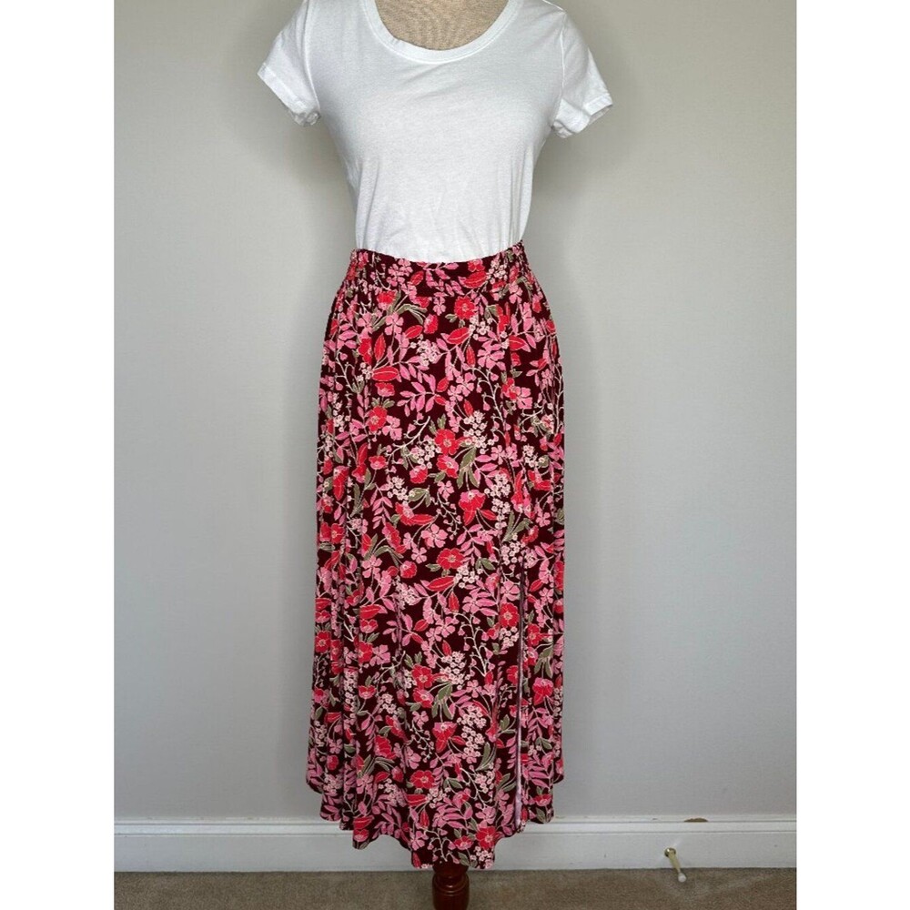 Draper James Women's Floral Elastic Waist Slit Front Jersey Knit Skirt Large